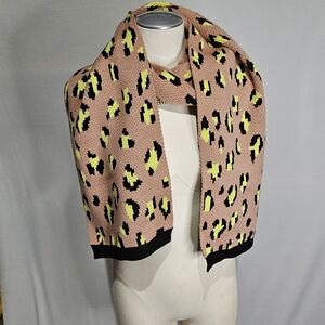 French Connection Pink and Yellow Leopard Print Scarf